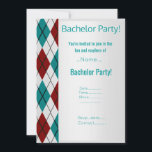 CONVITE FESTA DE BACHELOR VERMELHO MODERNO SILVER VERMELHO<br><div class="desc">PADRÃO MODERNO E MASCULINO PARA FESTA DE BACHELOR</div>