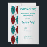 CONVITE FESTA DE BACHELOR VERMELHO MODERNO SILVER VERMELHO<br><div class="desc">PADRÃO MODERNO E MASCULINO PARA FESTA DE BACHELOR</div>