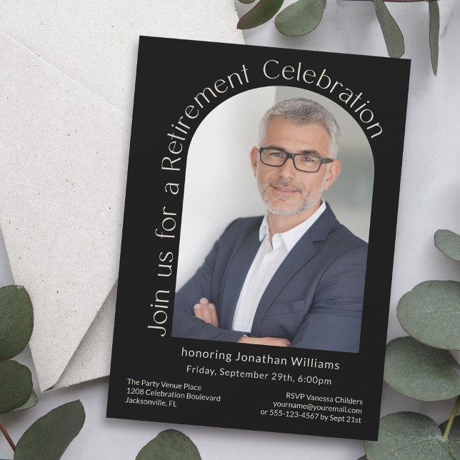 Convite Festa de Baixa Simples de Fotografia em Preto (Available as printed and paperless digital download!)