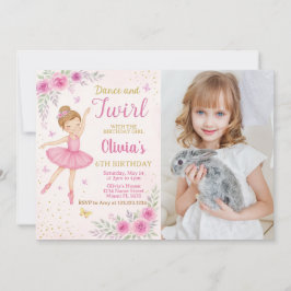 Convite Festa de Ballerina Rosa Editável Convidar Modelo