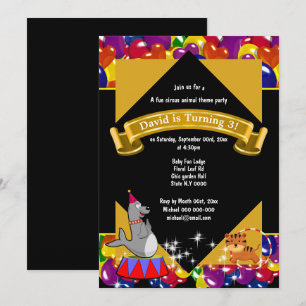 Convite Festa de balões de vedação de tigre giro do circo 