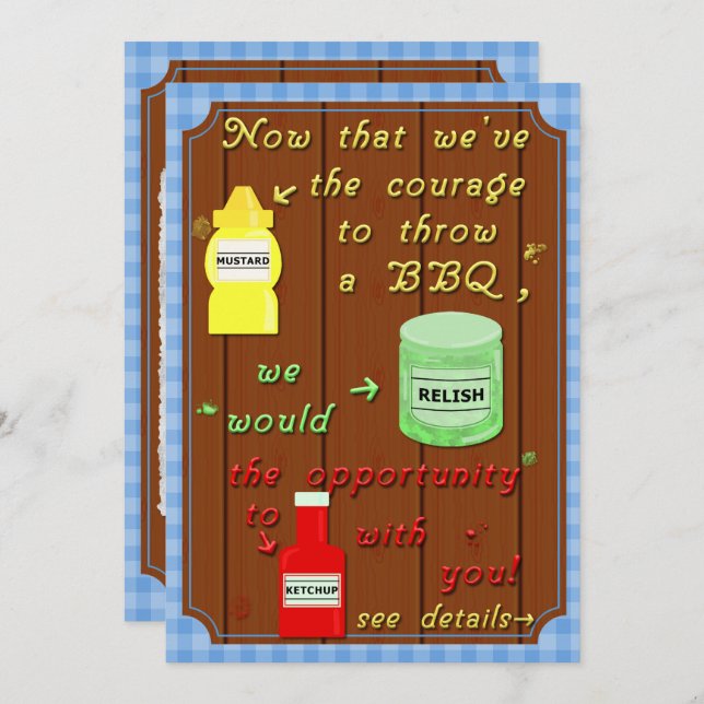 Convite Festa de Barbecue, Funny Backyard (Frente/Verso)