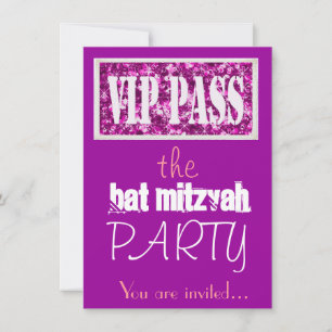 Convite Festa de Bat Mitzvah, rosa e roxo, VIP