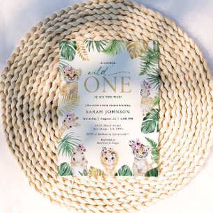 Convite Festa de Bebê Animais Safari Selvagem Um