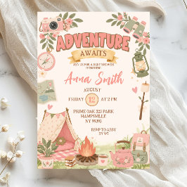 Convite Festa de Bebê Boho Pink Aventura Aguarda