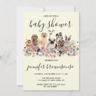 Convite Festa de Bebê celebração da Família de Animais de 