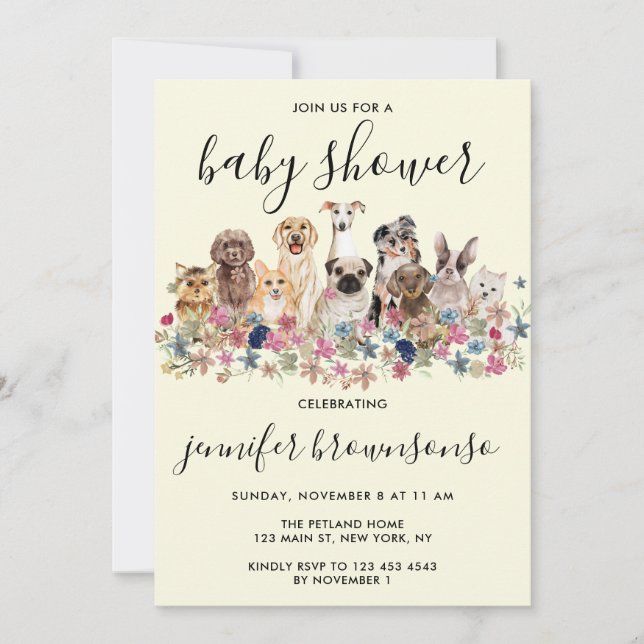 Convite Festa de Bebê celebração da Família de Animais de  (Frente)