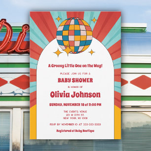 Convite Festa de Bebê com Música Rétro em Vinil dos Anos 6