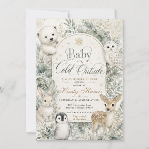 Convite Festa de Bebê de Inverno Baby É Frio Lá Fora