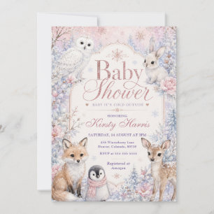 Convite Festa de Bebê de Inverno Baby É Frio Lá Fora