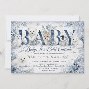 Convite Festa de Bebê de Inverno Baby It's Cold Outside