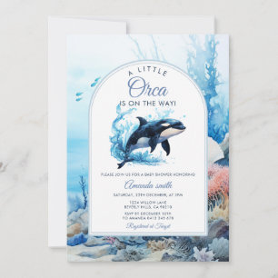 Convite Festa de Bebê de um Pequeno Orca Fofo - Baleia do 