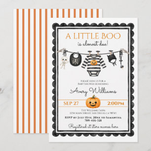 Convite Festa de Bebê Halloween Boo Pequenino Fofa