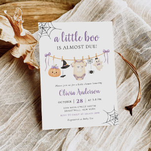 Convite Festa de Bebê Little Boo Halloween Ghost Clothesli