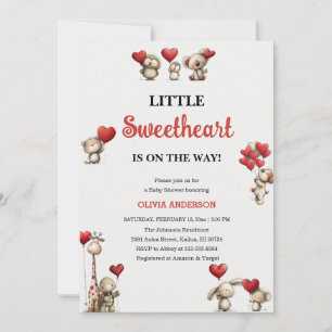 Convite Festa de Bebê Little Sweetheart Valentine com anim