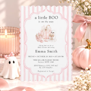 Convite Festa de Bebê Menina Little Boo Pink Halloween