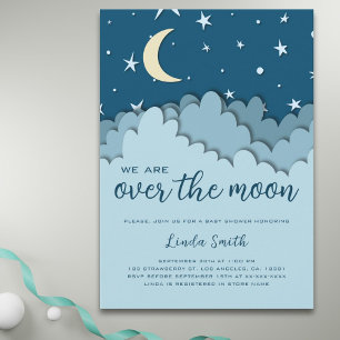Convite Festa de Bebê Menino Azul Além da Lua