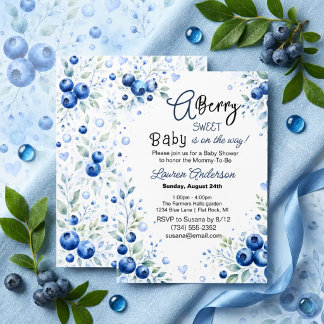 Convite Festa de bebê menino doce mirtilo baby shower