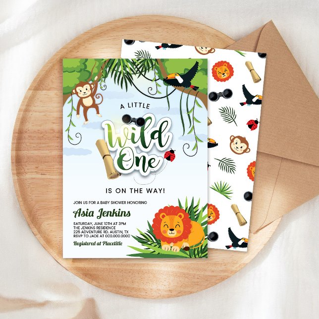 Convite Festa de Bebê Menino Safari Selvagem (Wild One Baby Shower Invitation)