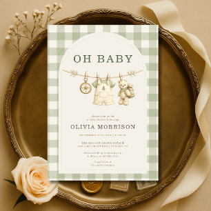 Convite Festa de Bebê Oh Baby Woodland Clothesline