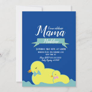 Convite Festa de Bebê Patos Fofos Amarelos Azuis e Rosas