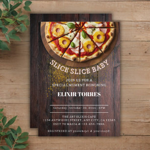 Convite Festa de Bebê Rustic Slice Slice Pizza