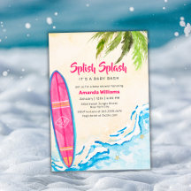 Festa de Bebê Tema Praia da Palme de Surf Rosa  