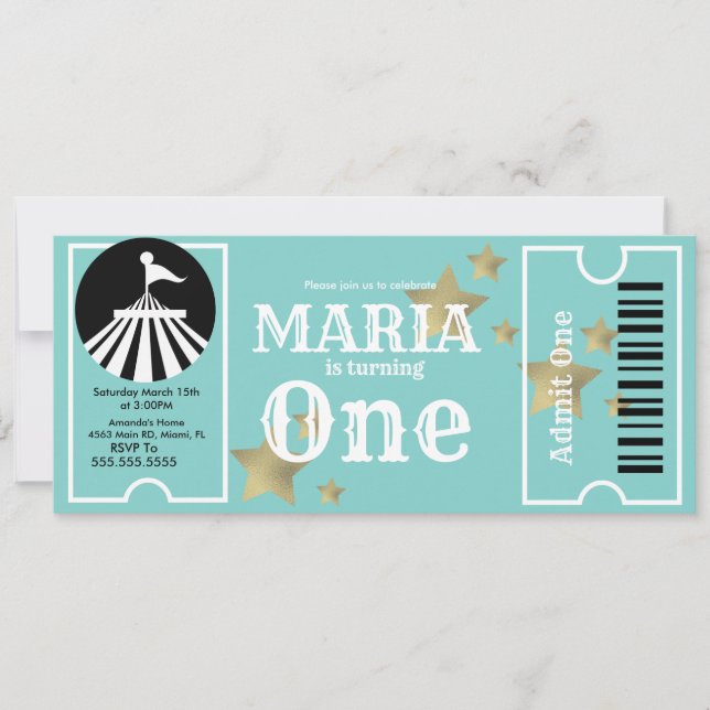 Convite Festa de Bilhete de Aniversário do Circo Moderno (Frente)