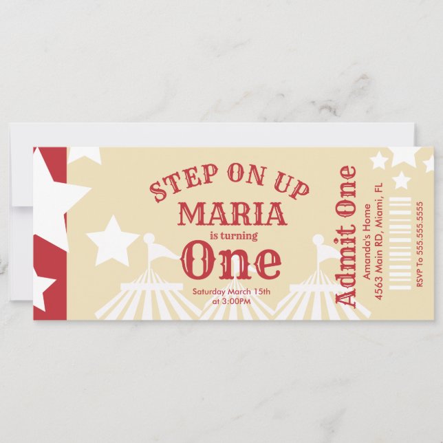 Convite Festa de Bilhete de Aniversário do Circo Moderno (Frente)