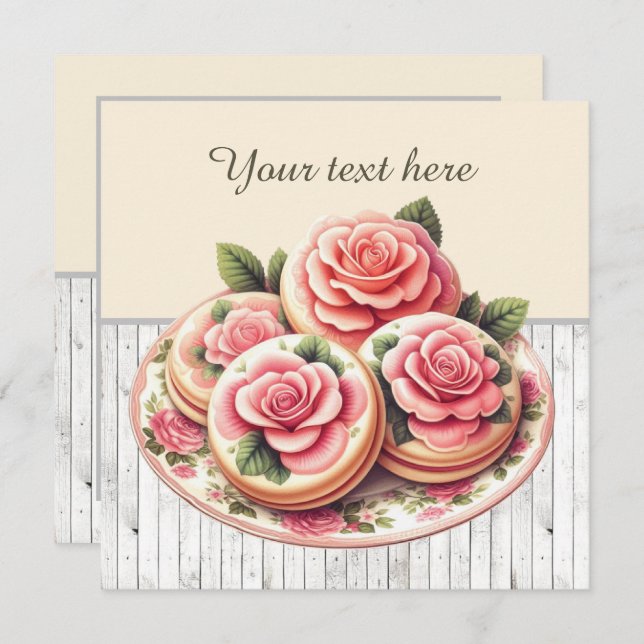 Convite Festa de biscoito de padaria bonito (Frente/Verso)