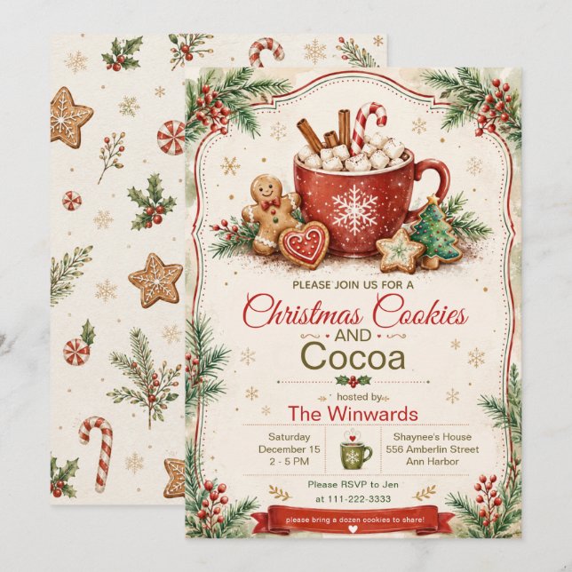 Convite Festa de Biscoitos de Natal e Cacau (Frente/Verso)
