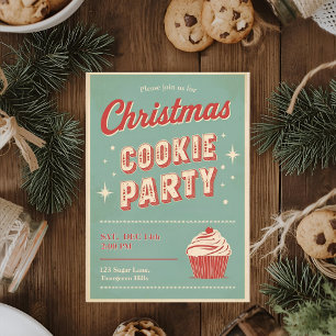 Convite Festa de Biscoitos de Natal Vintage Retro