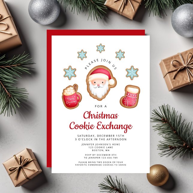 Convite Festa de Bolachas de Natal (Cute Christmas Cookie Exchange Party Invitation )