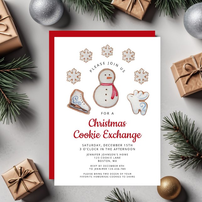 Convite Festa de Bolachas de Natal Cute Snowman (Christmas Cookie Exchange Party Cute Snowman Invitation)