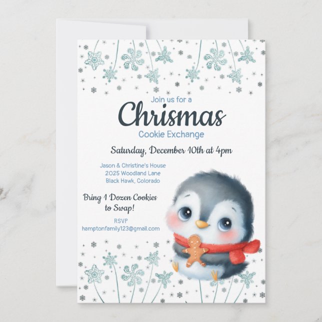 Convite Festa de Bolachas de Natal em Woodland (Frente)