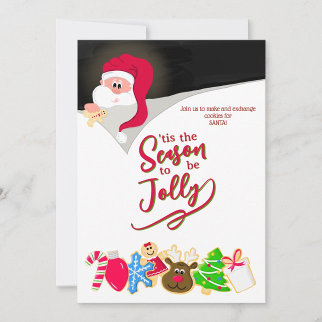 Convite Festa de Bolachas de Natal para Crianças Divertida (Frente)