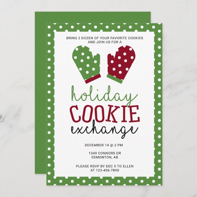 Convite Festa de Bolachas Feriados de Natal Oven Mitts (Frente/Verso)