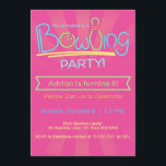 Convite Festa de Boliche de Aniversário Rosa<br><div class="desc">O convite para boliches neon para o aniversário do seu filho!</div>