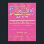 Convite Festa de Boliche de Aniversário Rosa<br><div class="desc">O convite para boliches neon para o aniversário do seu filho!</div>
