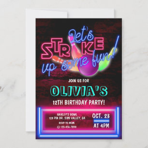 Convite Festa de boliches, Boliches cósmicas, aniversári