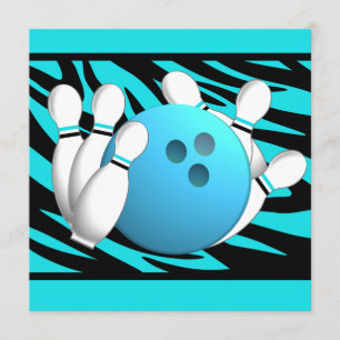 Convite Festa de Boliches Neon Zebra Stripe