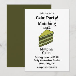 Convite Festa de Bolo Verde Matcha Engraçado