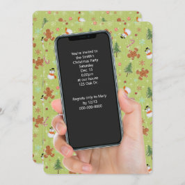 Convite Festa de boneco de neve de Natal e pão de gengibre