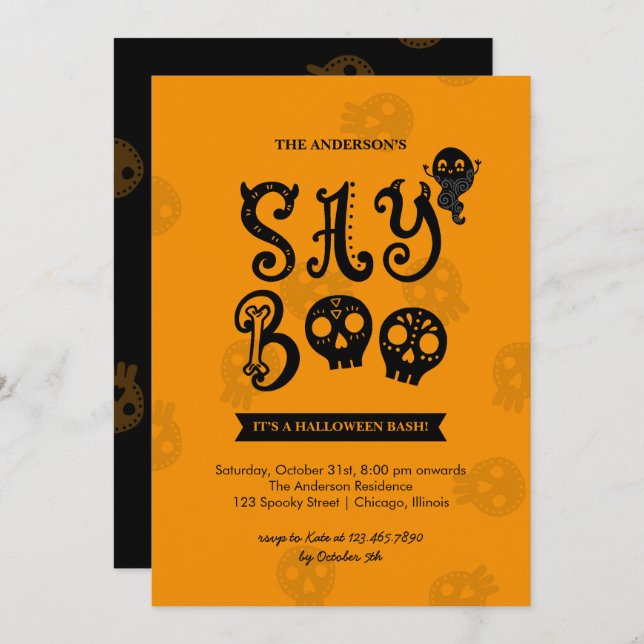Convite Festa de Boo Halloween (Frente/Verso)
