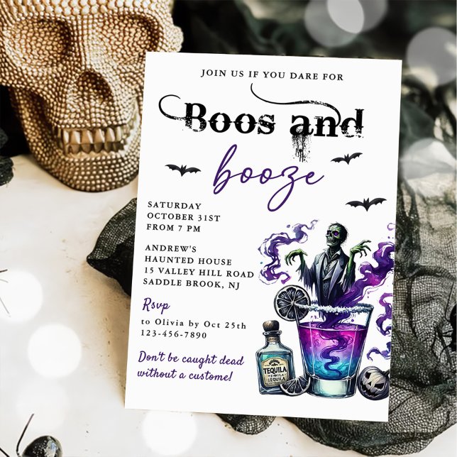 Convite Festa De Boos E Booze Halloween (Criador carregado)