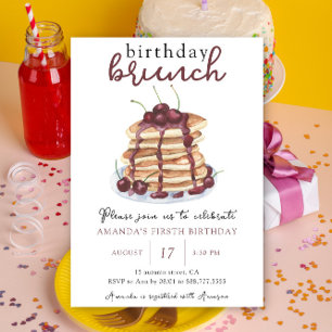 Convite Festa de Brunch de Aniversário de Um Ano com Panqu