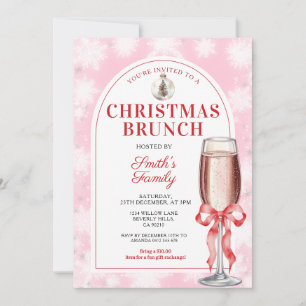 Convite Festa de Brunch de Natal Laço Vermelho Vinho Gingh