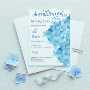 Convite Festa de Brunch de Noiva Floral Azul Elegante