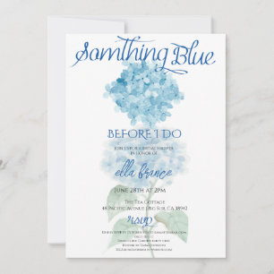Convite Festa de Brunch Nupcial Floral Azul Elegante