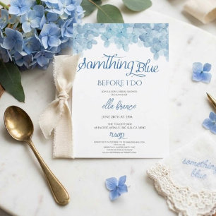 Convite Festa de Brunch Nupcial Floral Azul Elegante